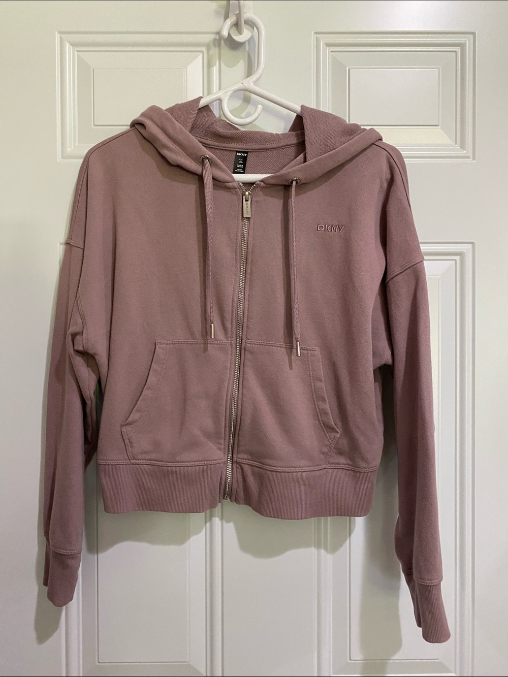 DKNY Mauve Zip-Front Hoodie Jacket